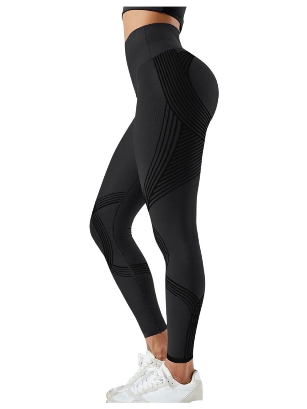 Fanka Body Sculpt High-Waisted Reversible Black Leggings Size M